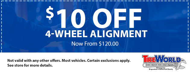 $10 OFF 4-Wheel Alignment 